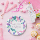 Assiettes En Carton Mariage de plumes d'aquarelle peinte (Fête)