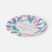 Assiettes En Carton Mariage de plumes d'aquarelle peinte (Angle)