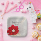 Assiettes En Carton Mariage de Poinsettia rouge et perles blanches (Fête)