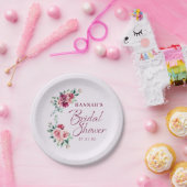 Assiettes En Carton Mariage de Rêve Gâteau Floral Bourgogne Rose (Fête)