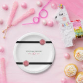 Assiettes En Carton Mariage de ruban noir rose (Fête)