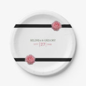 Assiettes En Carton Mariage de ruban noir rose (Devant)