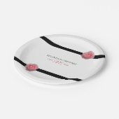 Assiettes En Carton Mariage de ruban noir rose (Angle)