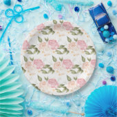 Assiettes En Carton Mariage de script d'aquarelle rose romantique (Fête)