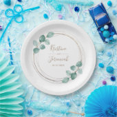 Assiettes En Carton Mariage de script de café Eucalyptus moderne (Fête)