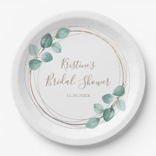 Assiettes En Carton Mariage de script de café Eucalyptus Watercolor mo