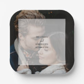 Assiettes En Carton Mariage de script de superposition photo simple et (Recto)