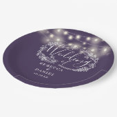Assiettes En Carton Mariage de script floral violet (Angle)