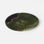 Assiettes En Carton Mariage de script Gold Agate vert d'olive (Angle)