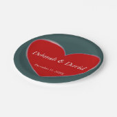Assiettes En Carton Mariage de script gris ardoise du coeur rouge (Angle)