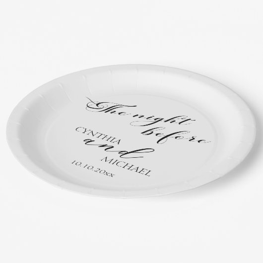Assiettes En Carton Mariage de script moderne "La nuit d'avant" (Angle)