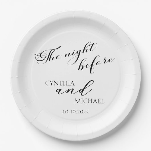 Assiettes En Carton Mariage de script moderne "La nuit d'avant" (Devant)