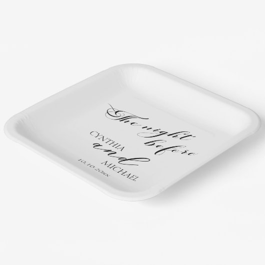 Assiettes En Carton Mariage de script moderne "La nuit d'avant" (Angulaire)