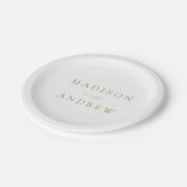 Assiettes En Carton Mariage de script or élégant moderne (Angle)