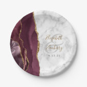 Assiettes En Carton Mariage de script or en marbre d'Agate de Bourgogn (Devant)