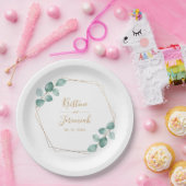 Assiettes En Carton Mariage de script or Eucalyptus moderne (Fête)