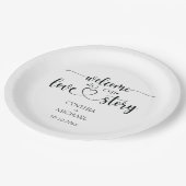 Assiettes En Carton Mariage de script simple 'notre histoire d'amour' (Angle)