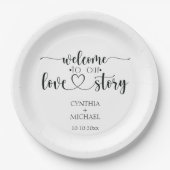 Assiettes En Carton Mariage de script simple 'notre histoire d'amour' (Devant)