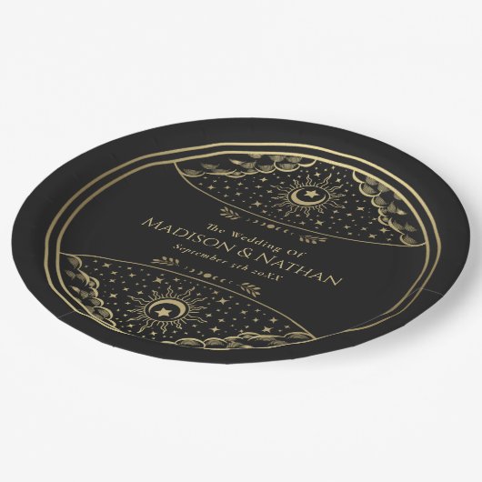 Assiettes En Carton Mariage de Tarot Elegant Or (Angle)