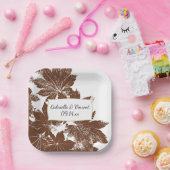 Assiettes En Carton Mariage de timbre de feuille d'érable Brown (Fête)