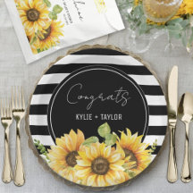 Mariage de Tournesol à Rayures Noires et Blanches