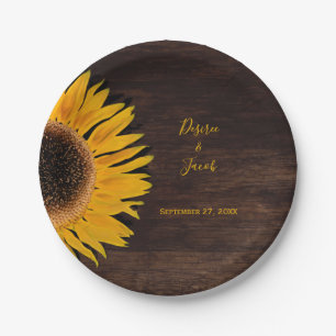 Assiettes En Carton Mariage de tournesol jaune Brown rustique