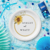 Assiettes En Carton Mariage de tournesol jaune moderne (Fête)