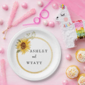 Assiettes En Carton Mariage de tournesol jaune moderne (Fête)