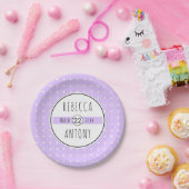 Assiettes En Carton Mariage de typographie géométrique violet lavande (Fête)