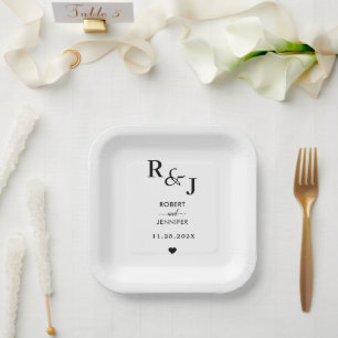 Assiettes En Carton Mariage de typographie simplement élégant 