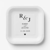 Assiettes En Carton Mariage de typographie simplement élégant  (Recto)