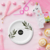 Assiettes En Carton Mariage de verdure Feuille d'olive (Fête)