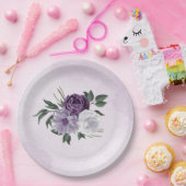 Assiettes En Carton mariage de verdure fleurie violette et blanche (Fête)