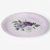 Assiettes En Carton mariage de verdure fleurie violette et blanche (Angle)