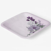 Assiettes En Carton mariage de verdure fleurie violette et blanche (Angulaire)
