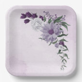 Assiettes En Carton mariage de verdure fleurie violette et blanche (Recto)