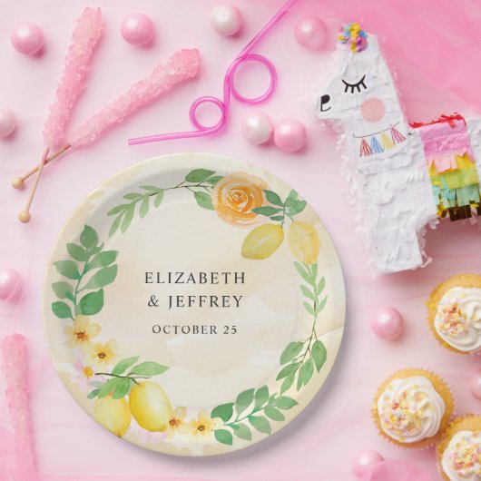 Assiettes En Carton Mariage de'été bohème au citron rustique (Fête)