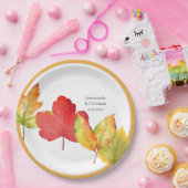Assiettes En Carton Mariage des feuilles automnales (Fête)