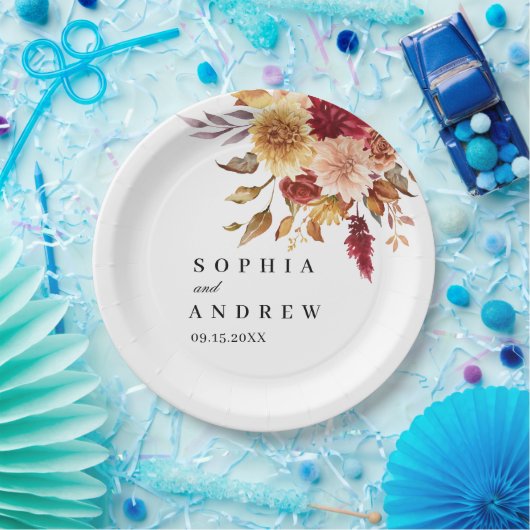 Assiettes En Carton Mariage des fleurs d'automne (Fête)