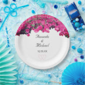 Assiettes En Carton Mariage des fleurs et des coeurs tropicaux (Fête)