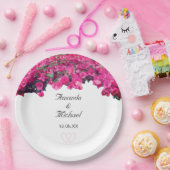Assiettes En Carton Mariage des fleurs et des coeurs tropicaux (Fête)