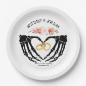 Assiettes En Carton Mariage des mains de squelette gothique clair (Devant)