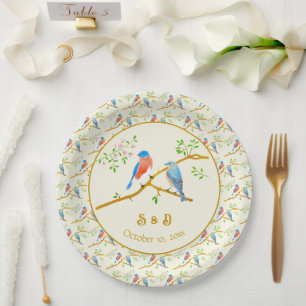 Assiettes En Carton Mariage des merles bleus