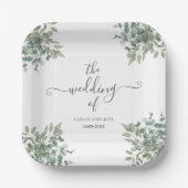 Assiettes En Carton Mariage d'eucalyptus (Recto)