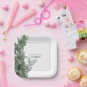 Assiettes En Carton Mariage d'eucalyptus en argent (Fête)