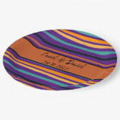 Assiettes En Carton Mariage d'Halloween Orange moderne violet rayé (Angle)