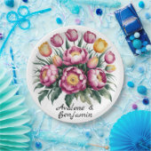 Assiettes En Carton Mariage d'harmonie florale dynamique (Fête)