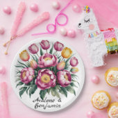 Assiettes En Carton Mariage d'harmonie florale dynamique (Fête)