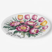 Assiettes En Carton Mariage d'harmonie florale dynamique (Angle)