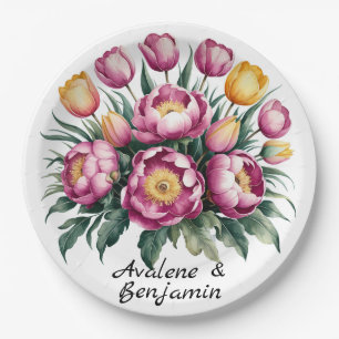 Assiettes En Carton Mariage d'harmonie florale dynamique